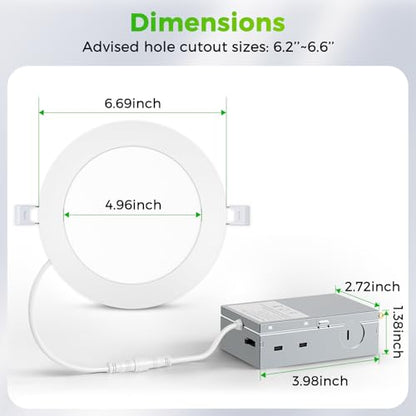 MAXvolador 6 Pack 6 Inch LED Recessed Ceiling Light 5CCT with Junction Box