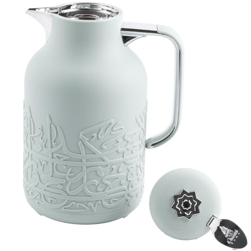 Insulated Carafe Flask 1L For Hot Coffee & Tea, Double Wall Stainless Steel Build, Leak Resistant Lid, Serving Pitcher, Portable Design, Long Heat Retention, Gift by Otantik(Green mint & Silver) - color: Green mint & Silver