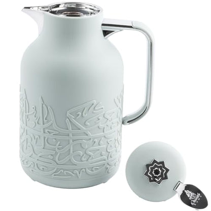 Insulated Carafe Flask 1L For Hot Coffee & Tea, Double Wall Stainless Steel Build, Leak Resistant Lid, Serving Pitcher, Portable Design, Long Heat Retention, Gift by Otantik(Green mint & Silver) - color: Green mint & Silver