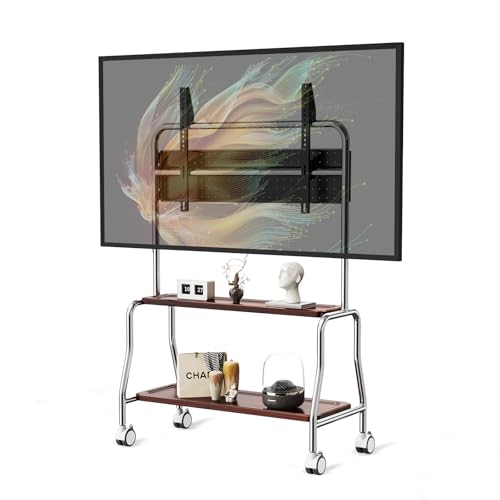 Easel Rolling TV Stand for 32-75" TVs, Stainless Steel TV Cart with Shelf - size: Style 4