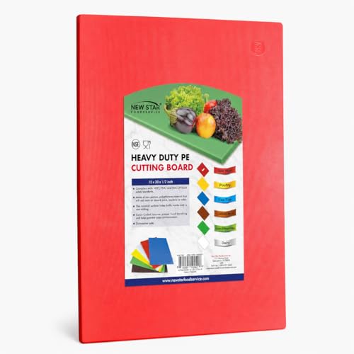 New Star Foodservice 15" x 20" Red Cutting Board - color: Red, size: 20"L x 15"W