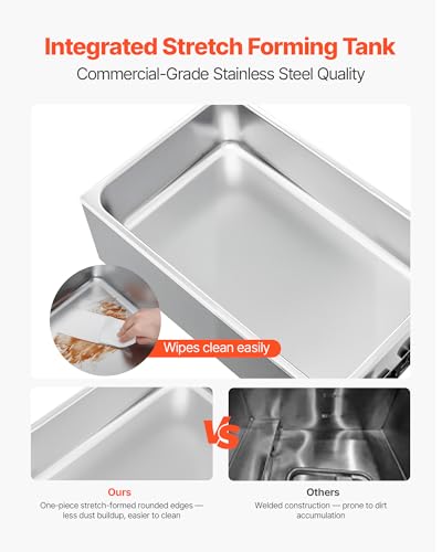VEVOR Commercial Food Warmer, 1200W Electric Stainless Steel Steam Food Warmer, Fast Heating Countertop Buffet Bain Marie with Three 1/3 Size Food Pans, for Catering, Restaurants, Parties & Buffets - size: 21.85 x 13.39 x 7.87 in