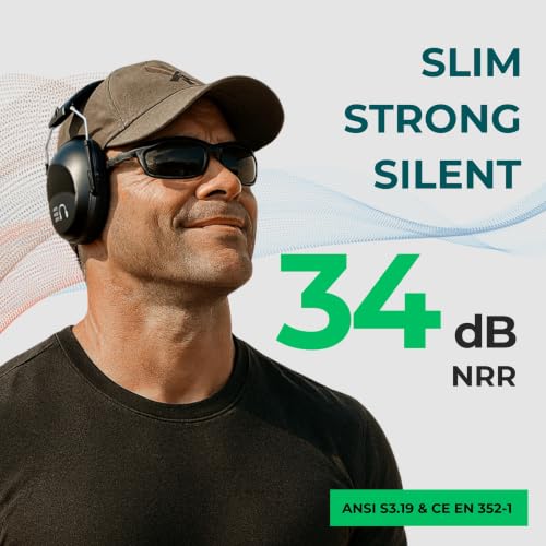 Pro For Sho 34dB NRR Hearing Protection Ear Muffs – Highest NRR Compact Design Ear Protection for Loud Events & Sensory Use - color: Army Green, size: Standard
