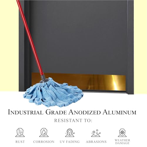 Deck the Door Decor Mop Protection Door Plate – Anodized Aluminum – ADA-Compliant Commercial Door Guard – Heavy-Duty Door Protection – Shiny Brass Screw Mount – 32 x 4 - color: Shiny Brass, size: 32" x 4