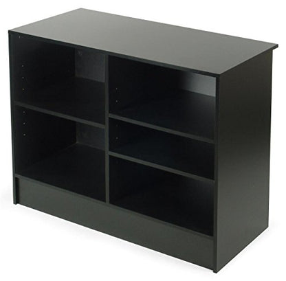 Displays2go Cash Register Stand with 3 Height-Adjustable Shelves - color: Black, size: Width: 48"