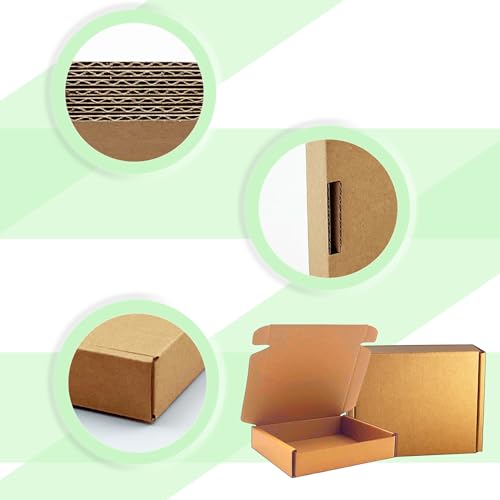 5x4x1 inch Small Shipping Boxes 50 Pack, Brown Corrugated Cardboard Mailers - size: 5x4x1 inch