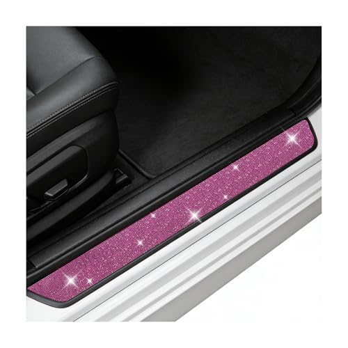 2 PCS Bling Car Door Sill Protector, Shiny Rhinestone Auto Door Entry Guard Bumper Anti-Scratch Strip, Crystal Threshold Sticker Cuttable Trunk Edge Protector (Pink, 23.8 × 2.0 inches) - color: Pink, size: 23.8 × 2.0 inches