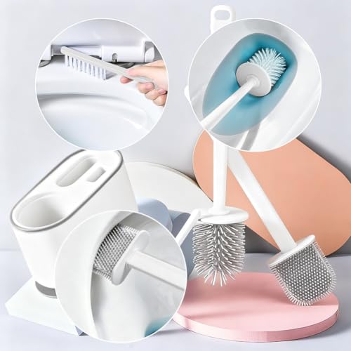 Toilet Brush Set, Bathroom Accessories, Toilet Bowl Cleaners, Deep Cleansing Multifunctional Hanging Toilet Brush Set for Bathroom(Pearl White) - color: Pearl White