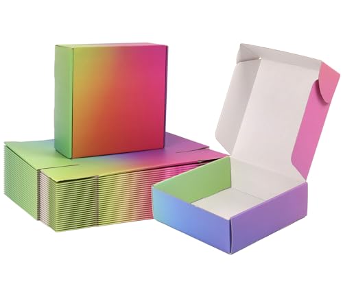 8x8x3 Shipping Boxes for Packaging, 30 Pack Rainbow Corrugated Cardboard Mailer Boxes for Small Business, Shipping, Mailing - color: Rainbow, size: 8x8x3"-30 Pack