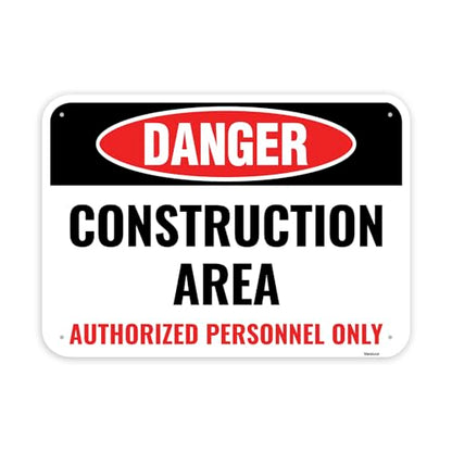 1PC Construction Signs, 14 x 10 Inches - Aluminum - Danger Area Under Construction Safety Site Signs For Jobsites - Authorized Personnel Only - color: Construction Area APO