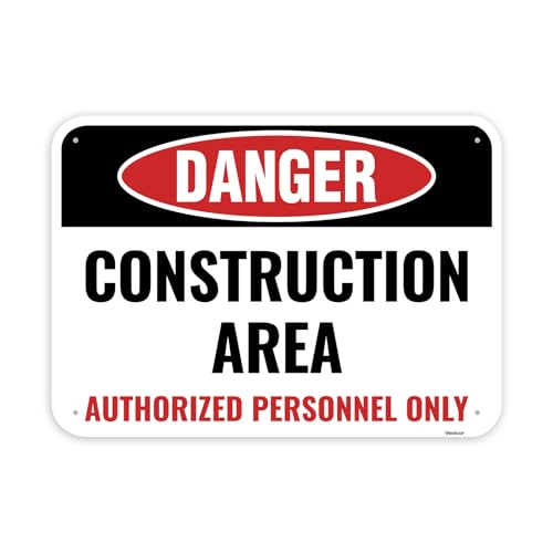 1PC Construction Signs, 14 x 10 Inches - Aluminum - Danger Area Under Construction Safety Site Signs For Jobsites - Authorized Personnel Only - color: Construction Area APO