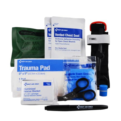 First Aid Only 91513 Right Response Bleeding Control Kit for Limb & Chest Wounds, 15 Pieces