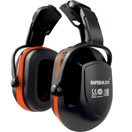 SAFEBUILDER 30dB Ear Muffs Hard Hats Type Safety Earmuffs For Safety Helmet Hearing Protection Earmuffs ANSI S3.19 - color: Black Cb Orange