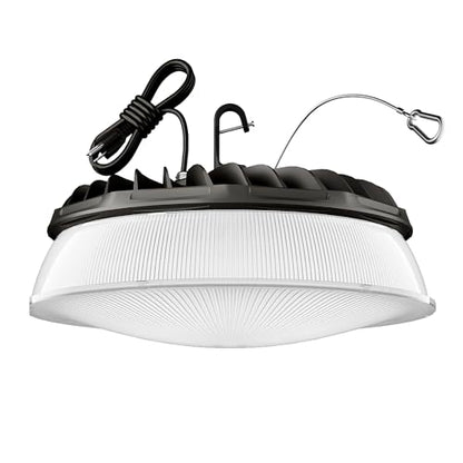 Elaruslux 200W UFO LED High Bay Light with Diffuser 28,000lm 5000K LED High Bay Lights AC110-277V 5' Cable with Plug Waterproof UFO Lights for Garage Shop Gym Factory - size: 1 Pack