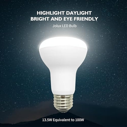 Jolux 10 Pack BR20 LED Bulb, 5000K Dimmable,1470 Lumens, 13.5W=100W - color: Daylight (5000k)