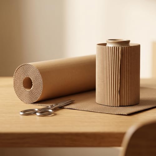 143.7 x 13.9 Inch Corrugated Cardboard Roll, Wider Corrugated Paper for Shipping, DIY Crafts, Gift Packaging