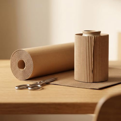 143.7 x 13.9 Inch Corrugated Cardboard Roll, Wider Corrugated Paper for Shipping, DIY Crafts, Gift Packaging