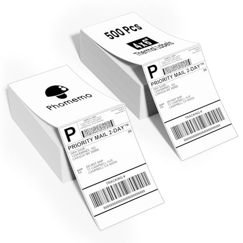 Phomemo 4x6 Thermal Shipping Labels Compatible with JADENS, MUNBYN, Nelko - color: White, size: 4x6*1000