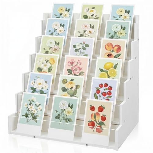 Yuntau 6 Tier Greeting Card Display Stand, White - color: White, size: 6 Tier