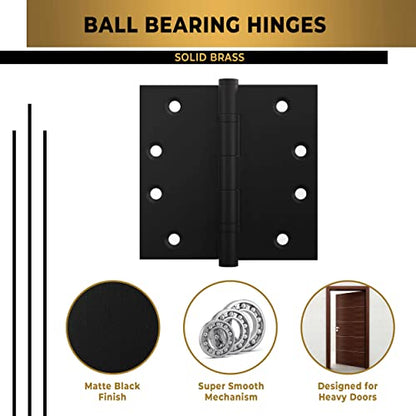Black Heavy Duty Door Hinge Matte Black Ball Bearing 4x4 Inch Heavy Duty - Set of 24 Solid Brass Matte Black Door Hinges (Flat Black) - color: Flat Black