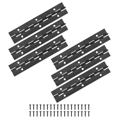 M METERXITY 6-Pack Piano Hinges, 6 Inch / 150mm 304 Stainless Steel Continuous Piano Hinge with Holes and Screws for Cabinets Door/Storage Box [1.2X 0.04/ 30x 1mm Open Width Thick, Black] - size: 6 Inch