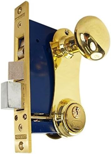 Marks 21AC RHR Double Cylinder Iron Gate Ornamental Knob Plate Mortise Lock Set with 2-1/2" Backset