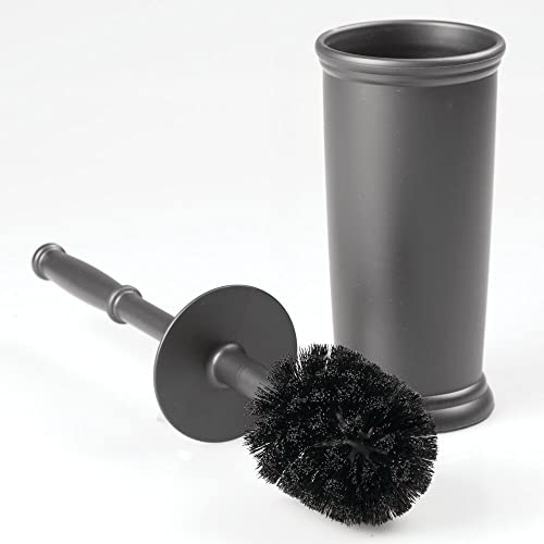 mDesign Toilet Bowl Brush and Holder - Covered Bathroom Toilet Brush - Standing Toilet Bowl Scrubber in Modern Holder - Space Saving, Deep Cleaning Brush for Toilet - Hyde Collection - Charcoal Gray - color: Charcoal, size: Pack of 1