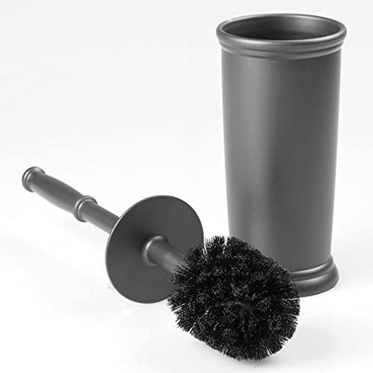 mDesign Toilet Bowl Brush and Holder - Covered Bathroom Toilet Brush - Standing Toilet Bowl Scrubber in Modern Holder - Space Saving, Deep Cleaning Brush for Toilet - Hyde Collection - Charcoal Gray - color: Charcoal, size: Pack of 1