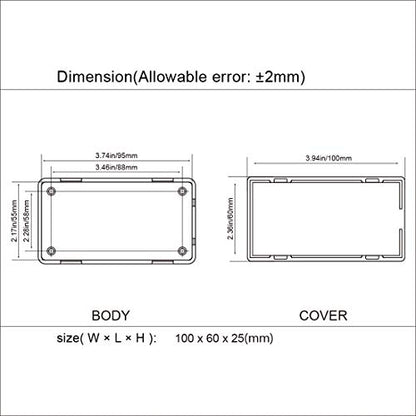 LeMotech 5Pcs ABS Plastic Electrical Project Case Power Junction Box, Project Box Black 3.9 x 2.4 x 1.0 inch (100 x 60 x 25 mm) - size: 3.9" x 2.4" x 1.0"(5pc)
