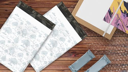 10x13 (100) Blue Toile Summertime Designer Poly Mailers Waterproof Self Sealing Tear Resistant Polymailers Shipping Envelopes Premium Printed Bags For Small Businesses - color: Blue Toile, size: 10x13 inches