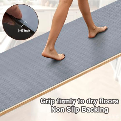 Kitchen Mats and Rugs Cushioned Anti-Fatigue, 47.2" x 70.9", Gray - color: Grey, size: 70.9"L x 47.2"W x 0.4"Th