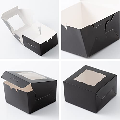 100Pcs Paper Cookie Boxes With Window Small Bakery Boxes 4x4x2.5 Inches Mini Cake Boxes For Pastries,Cupcakes,Desserts,Donuts,Chocolate Strawberries,Candy,Treat Boxes(4 * 4 * 2.5,Black) - color: Black
