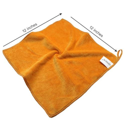 Premium 400 GSM Microfiber Cleaning Cloths, 12 Pack Ultra Absorbent Lint-Free Cleaning Rags & Towels for Car Detailing, Kitchen, Glass & Household Cleaning, Reusable Washable 12" x 12" - color: Orange