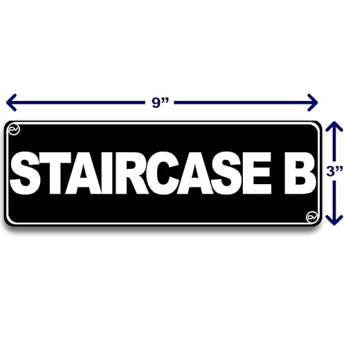 Floor Sign for Door, Acrylic Plastic, Black and White, Rounded Corners, Durable, Long Lasting with Double Sided Tape in the Back - 3" x 9" (Staircase B) - style: Staircase B