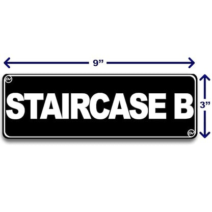 Floor Sign for Door, Acrylic Plastic, Black and White, Rounded Corners, Durable, Long Lasting with Double Sided Tape in the Back - 3" x 9" (Staircase B) - style: Staircase B