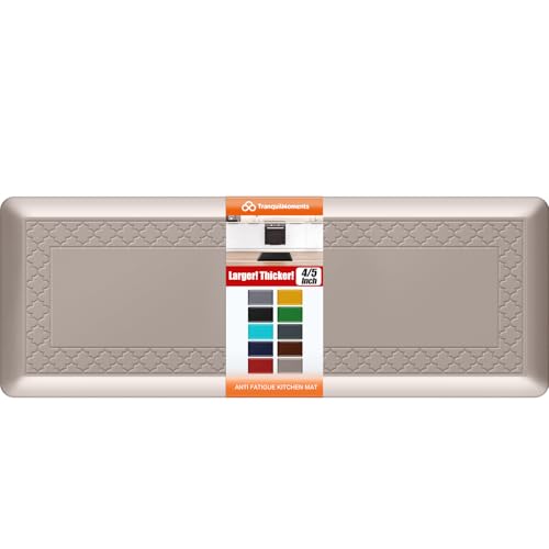 4/5 Inch Thicker Kitchen Mats Anti Fatigue Comfort Mat Standing Desk Rugs - color: Khaki, size: 47"L x 17"W x 0.8"Th
