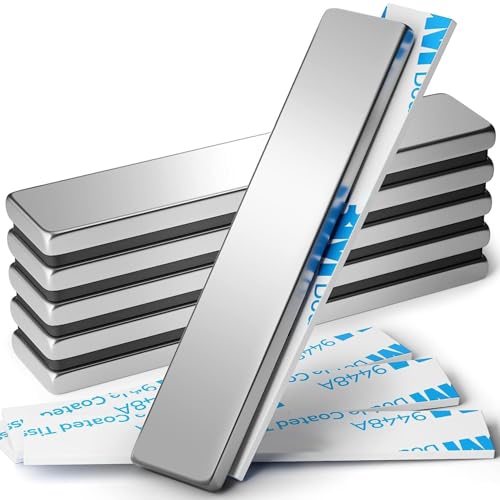 6 Pack Neodymium Magnets 60x10x3mm N30 Strong Rare Earth Magnets with Adhesive Backing, Heavy Duty Bar Magnets for Refrigerator, Crafts, and DIY Projects Silver 60x10x3mm - size: 60x10x3 mm