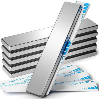 6 Pack Neodymium Magnets 60x10x3mm N30 Strong Rare Earth Magnets with Adhesive Backing, Heavy Duty Bar Magnets for Refrigerator, Crafts, and DIY Projects Silver 60x10x3mm - size: 60x10x3 mm