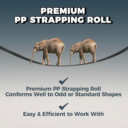 PP Strapping Banding Roll - 1000ft x ½’’ Standard PP Strappings Roll - Banding & Pallet Strap Kit - 400lb Break Strength - Includes Strapping Rolls & Self-Dispensing Box