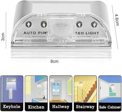 Key Light Door Lights, Small Motion Sensor Light with 4 LED Bulbs, Battery Powered Night Lights for Hallway, Stairway, Kitchen, Closet, Bedroom (2 Pack Silver) - color: Silver-2 Pack