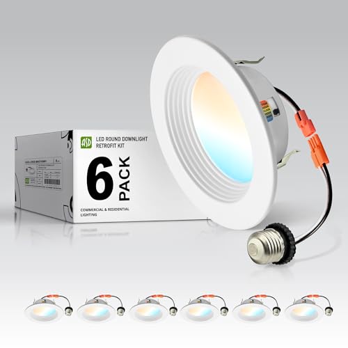 ASD 6 Pack 4 Inch Retrofit LED Recessed Light, 5CCT Wafer Lights - color: White, size: 6 Pack