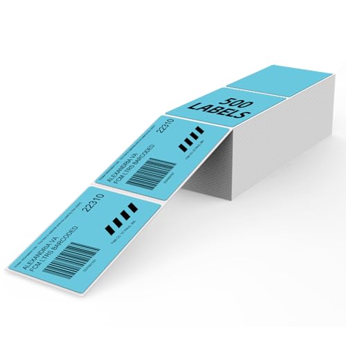 Blue Thermal Labels 3 ×5 Inch Waterproof Vinyl Stickers 300 PCS - color: Blue