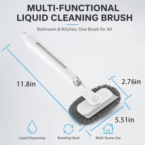 Brush with Short Handle, Bristle Scrubber Broom with Squeegee, Cleaning Brush