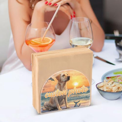 Custonm Picture Napkin Holder for Table Acrylic Tissue Dispenser - color: Custom Picture