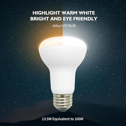 Jolux 10 Pack BR20 LED Bulb, 3000K Dimmable,1470 Lumens, 13.5W=100W - color: Warm White (3000k)