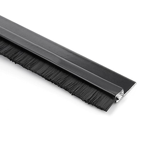 uxcell Door Bottom Sweep H-Shape Aluminum Alloy Base with 0.4-inch Black Nylon Brush 39-inch x 1.2-inch - color: Black, size: 39.37" x 0.4"