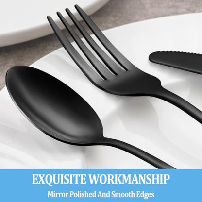 12 Pcs Black Teaspoons Set, Stainless Steel Spoons Silverware, 6.7 Inch - color: Black