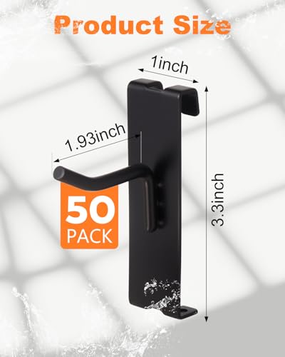 50 Pack Gridwall Hooks, 2 Inch Display Hooks for Wire Grid Wall Panels - size: 2inch-50Pcs-Black