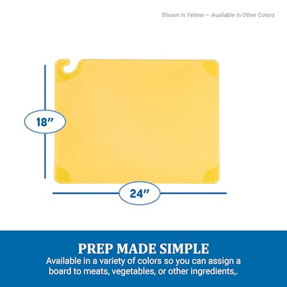 San Jamar Saf-T-Grip Plastic Cutting Board with Safety Hook, 18" x 24" x 0.5", Green - color: Green, size: 24"L x 18"W