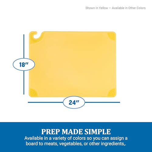 San Jamar Saf-T-Grip Plastic Cutting Board with Safety Hook, 18" x 24" x 0.5", Green - color: Green, size: 24"L x 18"W